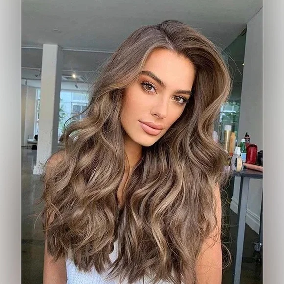 CLOVAD Hair Clovad Long Ash Brown Wigs For Women 22 Inch